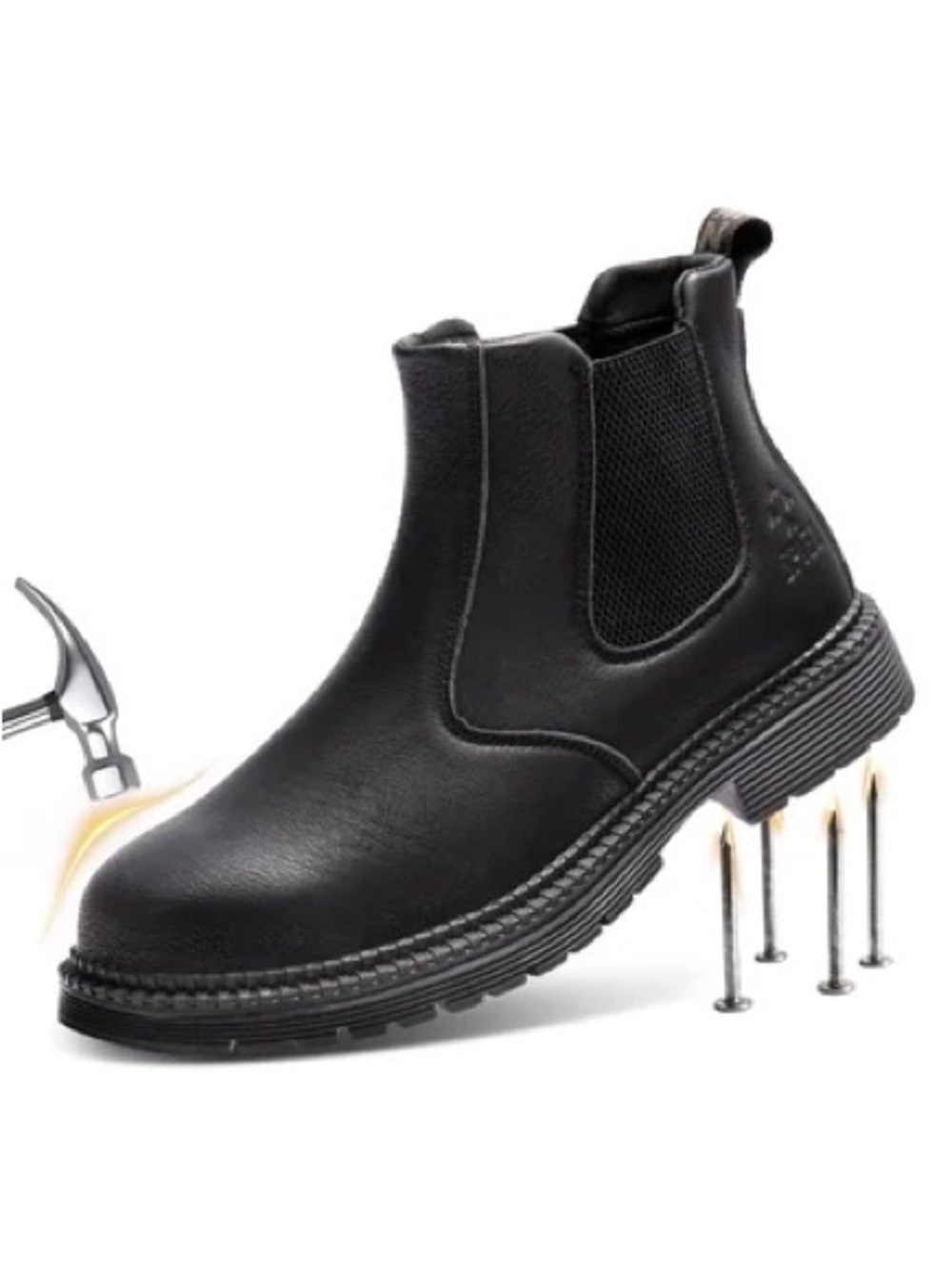 Men's Black Slip-On Safety Chelsea Boots